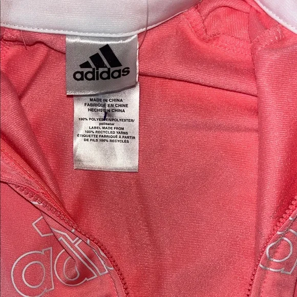 Girls 9 Months Adidas Pink and White Track Jacket Winter Cold Weather - Picture 4 of 5